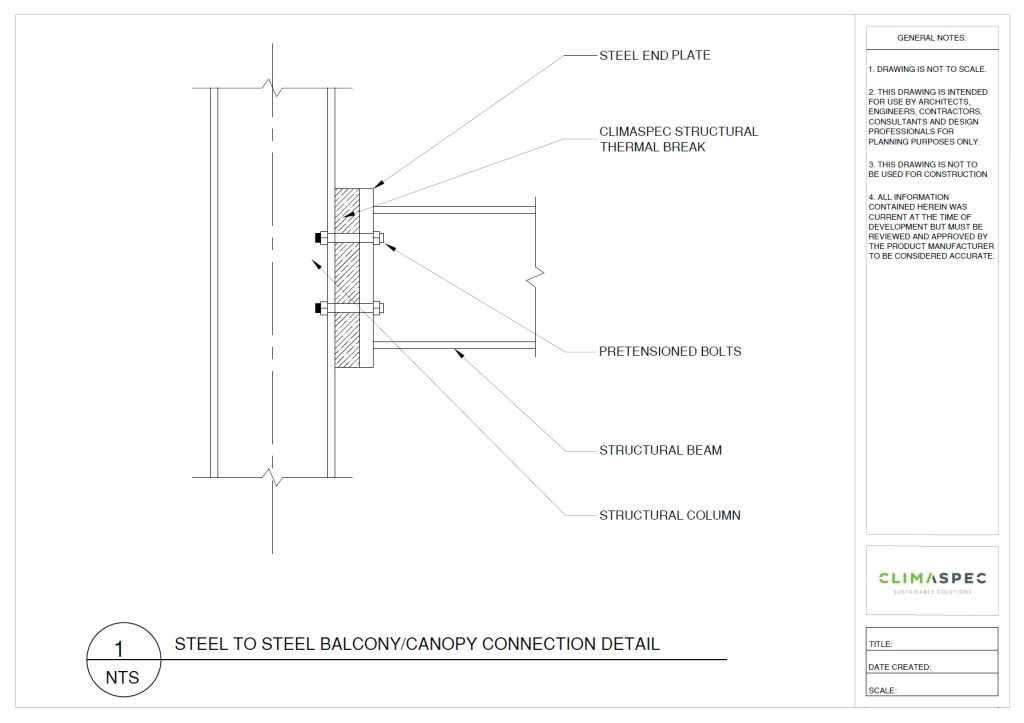 Steel to Steel Balcony Canopy Thermal Break Detail